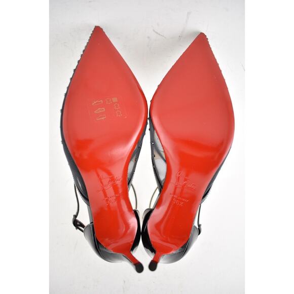 Christian Louboutin Twistissima Strass 85 Black Patent Mesh Strap Heel Pump 36.5 - Picture 9 of 9